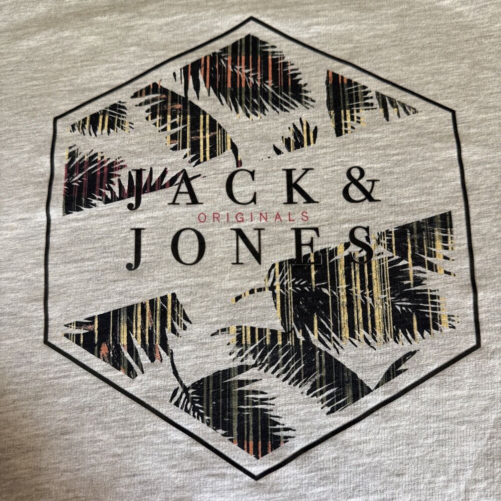 Jack‎ & Jones Graphic Sweatshirt Mens Large Gray Long Sleeve Crew Neck Pullover - Picture 2 of 13